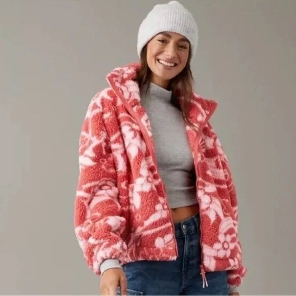 NWT Floral red and white jacket, American Eagle - Picture 1 of 5